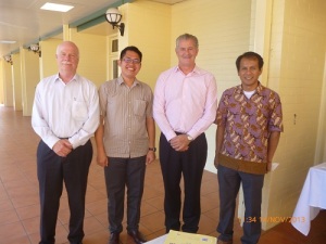 (Right-left) Executive Director of ISD Barliana Amin, CEO of Australian Services Roundtable Ian Birks, Public Outreach Officer of ISD Daniel Purba and Senior Lecturer of UQ Business School Dr. Paul Brewer.